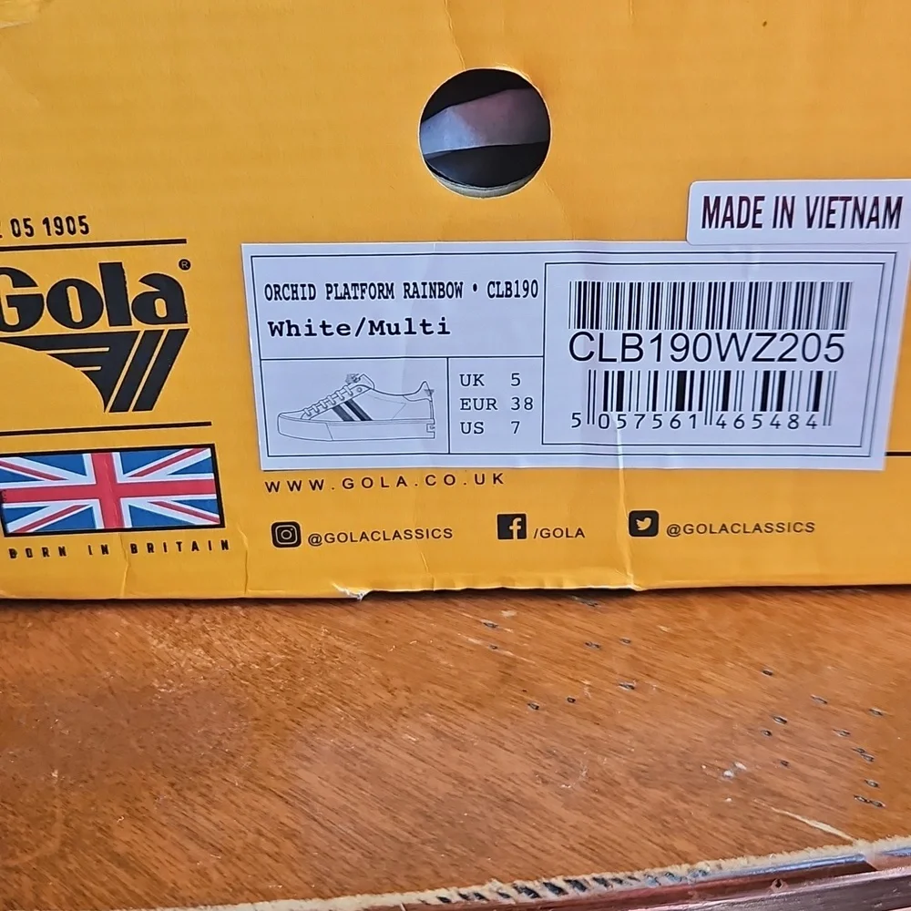 NIB Gola Women's Orchid Platform Sneakers with Rainbow Stripe 7 - Picture 8 of 9